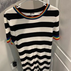 ASOS striped black and white/ rainbow dress